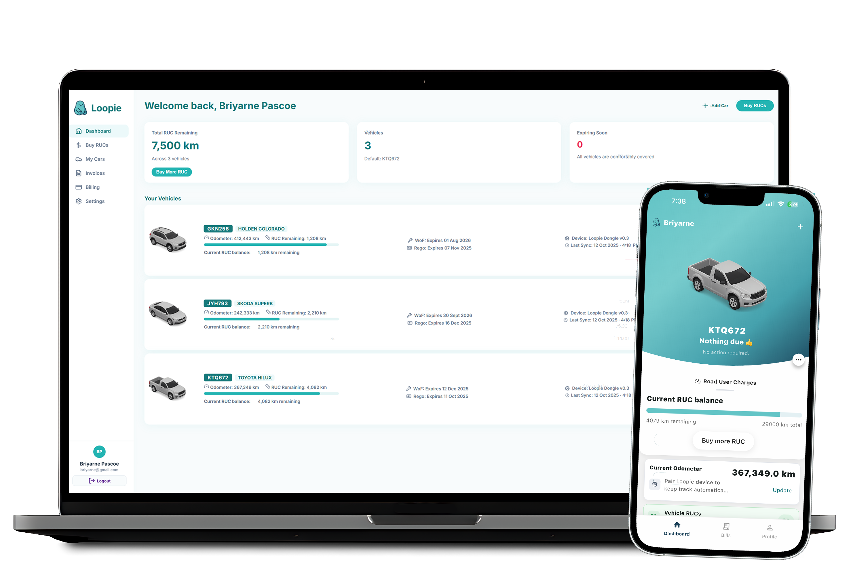 Loopie desktop and mobile app for NZ Road User Charges
